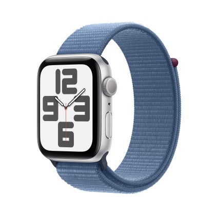 Apple Watch Se Gps 44Mm Silver Aluminium Case With Winter Blue Sport Loop