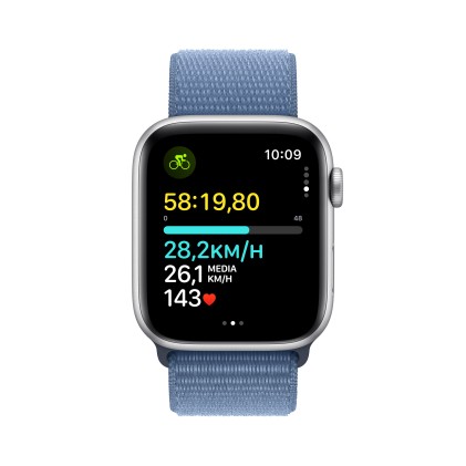 Apple Watch Se Gps 44Mm Silver Aluminium Case With Winter Blue Sport Loop