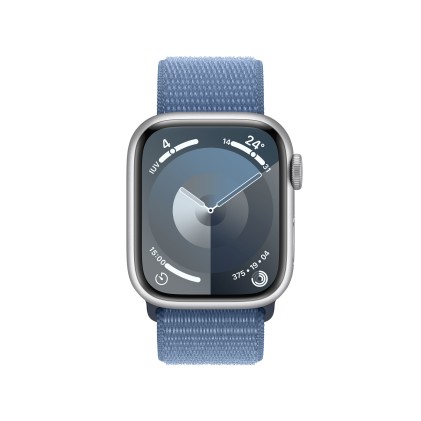Apple Watch Series9 Gps + Cellular 41Mm Silver Aluminium Case With Winter Blue Sport Loop