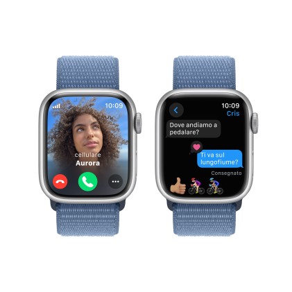 Apple Watch Series9 Gps + Cellular 41Mm Silver Aluminium Case With Winter Blue Sport Loop