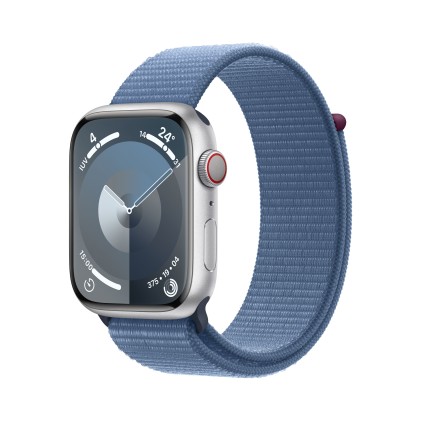 Apple Watch Series9 Gps + Cellular 45Mm Silver Aluminium Case With Winter Blue Sport Loop