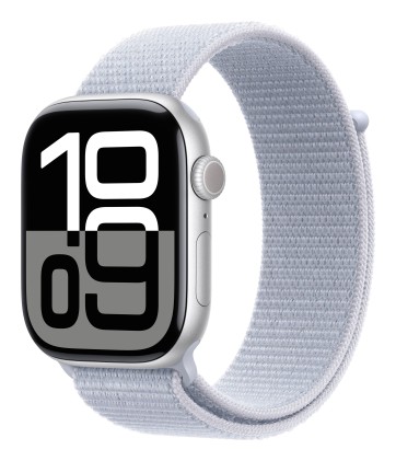 Apple Watch Series 10 Gps 46Mm Silver Aluminium Case With Blue Cloud Sport Loop