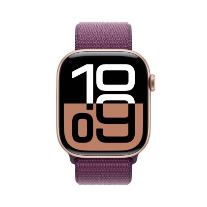 Apple Watch Series 10 Gps 46Mm Rose Gold Aluminium Case With Plum Sport Loop