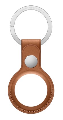 Apple Airtag Leather Key Ring - Saddle Brown