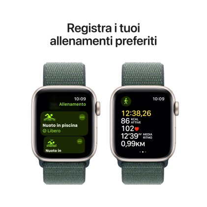 Apple Watch Se Gps 40Mm Starlight Aluminium Case With Lake Green Sport Loop