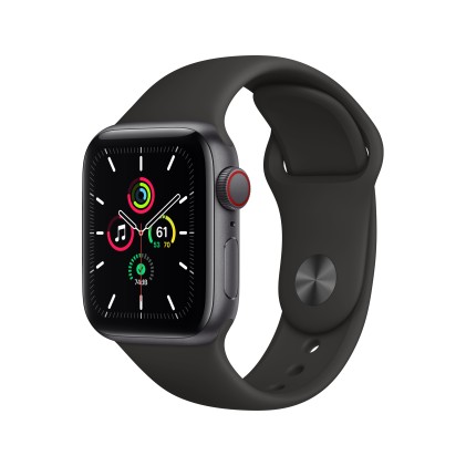 Apple Watch Se Gps + Cellular, 40Mm Space Gray Aluminium Case With Black Sport Band - Regular