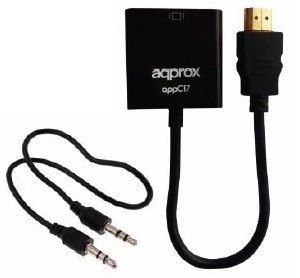 Approx appC17 HDMI tipo A (Standard) VGA (D-Sub) + 3.5mm Nero