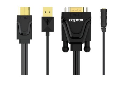 Approx APPC22 cavo e adattatore video HDMI tipo A (Standard) VGA (D-Sub) + 3.5mm Nero