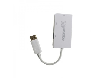 Approx appC37 DisplayPort VGA + HDMI + DVI Bianco