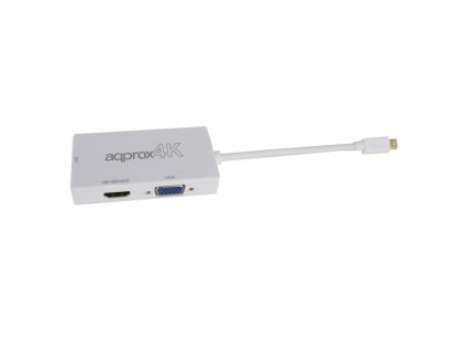 Approx appC37 DisplayPort VGA + HDMI + DVI Bianco
