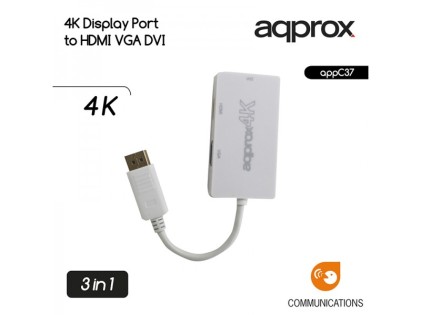 Approx appC37 DisplayPort VGA + HDMI + DVI Bianco