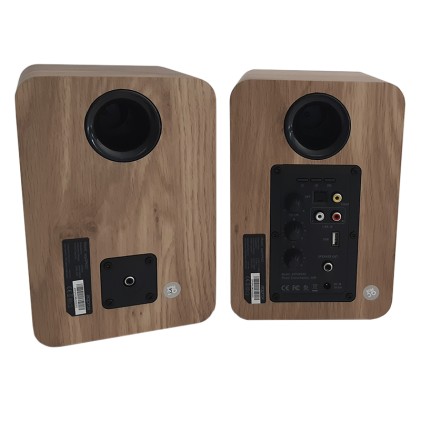 Altoparlanti amplificati da circa 60 W RMS Bluetooth 5.0 - Custodia in legno - RCA, ottico, coassiale, USB - Include staffa a parete - Colore legno