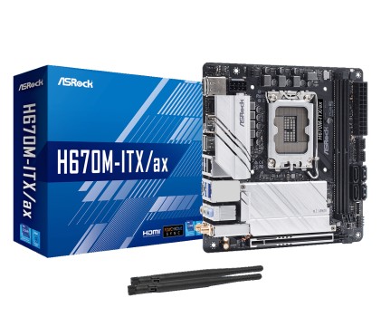 Asrock Mb H670, H670M-Itx/Ax, Lga 1700, 2Ddr4, Mini Itx, Alder Lake