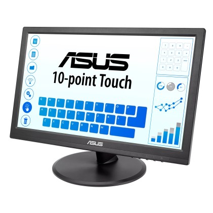 Monitor touch Asus VT168HR 15,6" LED WXGA 60Hz - Capacit&agrave; tocco 10 punti - Risposta 5ms - 16:9 - USB, HDMI, VGA - VESA 75x75mm