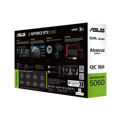 Asus Vga Geforce Rtx 5060, Dual-Rtx5060-O8G-A, 8Gb Gddr7, Hdmi 2.1B/3Dp 2.1A, 90Yv0Ps0-M0Na00