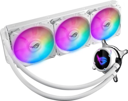 ASUS ROG STRIX LC 360 RGB White Edition liquid CPU cooler with Aura Sync RGB and ASUS ROG 120mm ARGB radiator fan