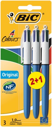 BIC 811909 penna roller Penna retrattile a clip Nero, Blu, Verde, Rosso 3 pz