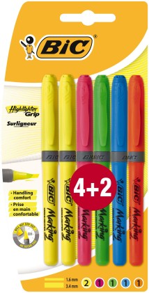 BIC 829577 evidenziatore 6 pz Blu, Verde, Arancione, Rosa, Giallo
