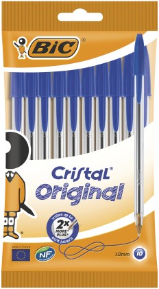 BIC Cristal Original, Penne Blu a Sfera (Punta 1mm), Confezione da 10