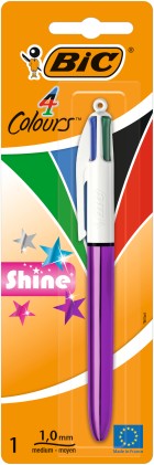 BIC Penna a 4 colori Shine, a Sfera (punta 1mm), confezione da 1 pezzo
