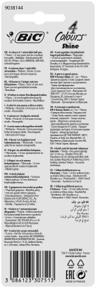 BIC Penna a 4 colori Shine, a Sfera (punta 1mm), confezione da 1 pezzo