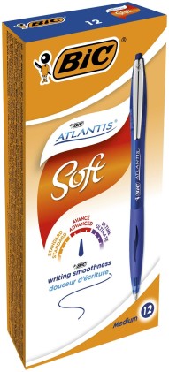 BIC Atlantis Soft Blu Penna a sfera retrattile a clip Medio / 1 pezzo