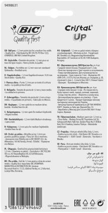 BIC Cristal Up, Penne a Sfera in Colori Assortiti (Punta 1.2mm), Confezione da 4