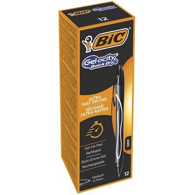 Bic Gel-Ocity Penna Gel Retrattile ad Asciugatura Rapida - Punta Media da 0,7 mm - Inchiostro Gel - Anti-Sbavature - Asciugatura Ultra Rapida - Colore Nero - Singola penna
