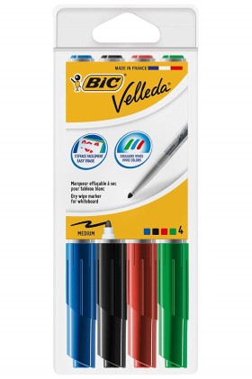 BIC Velleda 1741 evidenziatore 4 pz Tipo di punta Nero, Blu, Verde, Rosso