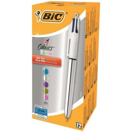 BIC 4-COLOURS SHINE Nero, Blu, Verde, Rosso