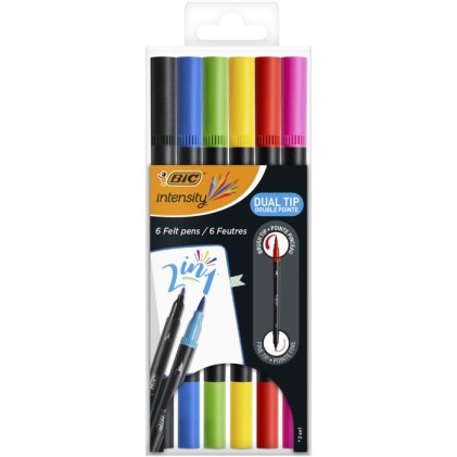 BIC Intensity Dual Tip marcatore Nero, Blu, Verde, Porpora, Rosso, Giallo 6 pz