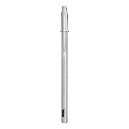 Bic Cristal Re&acute;new Confezione di Penna a Sfera Ricaricabile + 2 Ricariche - Punta Tonda da 1,0 mm - Corsa 0,32 mm - Inchiostro a Base di Olio - Corpo Metallico - Colore Nero