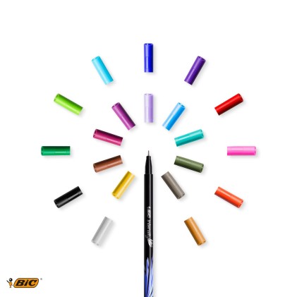 BIC 953035 marcatore Fine Nero, Blu, Marrone, Verde, Grigio, Azzurro, Verde chiaro, Lillà, Arancione, Rosa, Porpora, Rosso, Giallo 20 pz