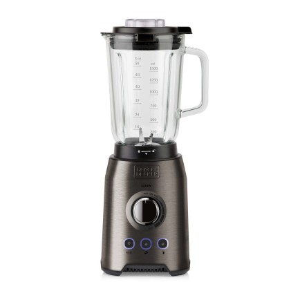 Black & Decker Frullatore BXJB1200E con corpo in acciaio inox anti-impronta e caraffa in vetro da 1,5 lt.