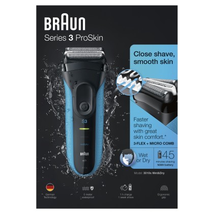 Rasoio Elettrico Braun Series 3 ProSkin 3010s Wet&Dry black/blu