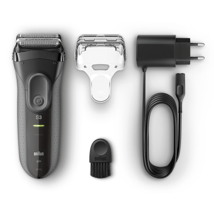 Rasoio Barba Braun 81607299 Serie 3 Proskin 3000S Grigio E Nero