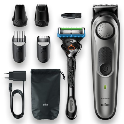 Regolabarba Braun Bt7320 Beardtrimmer 7 Autosense Argento Metallizzato