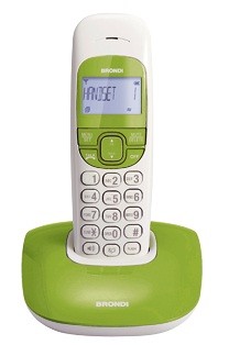 Telefono Cordless Brondi Nice Bicolore Bian/Verde Rubrica/Id Call
