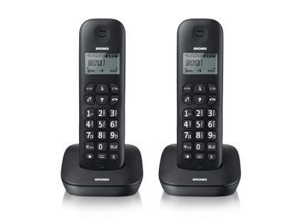 Brondi Telefono Cordless Gala Twin Nero Rubrica Id Chiamate Sveglia 7H Autonomia