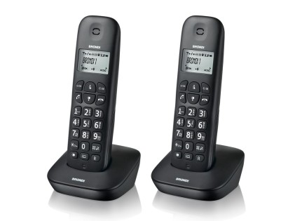 Brondi Telefono Cordless Gala Twin Nero Rubrica Id Chiamate Sveglia 7H Autonomia