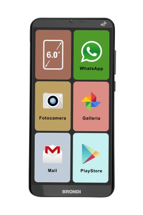 Brondi Amico Smartphone Xl 6" 2Gb 16Gb Dual Sim 4G Andorid 11 Go Nero
