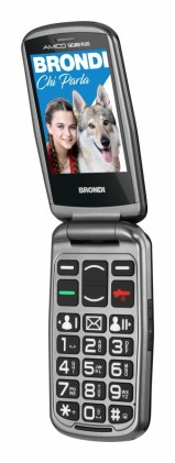 Brondi Cellulare Amico Sicuro Plus Nero Metal + Braccialetto Sos Incluso Nella Confezione