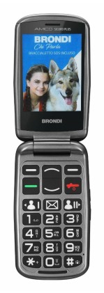 Brondi Cellulare Amico Sicuro Plus Nero Metal + Braccialetto Sos Incluso Nella Confezione