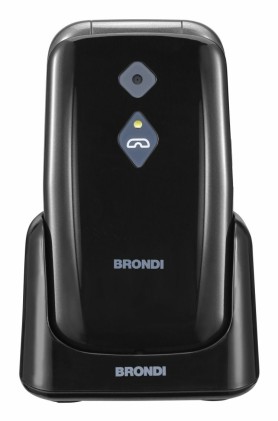 Brondi Cellulare Amico Sicuro Plus Nero Metal + Braccialetto Sos Incluso Nella Confezione