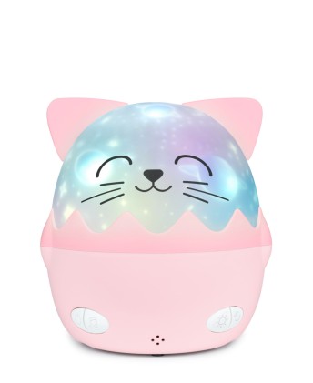 Bigben Kids Luz Nocturna Musical - Proyector 360&deg; - 13 Proyecciones - 8 Melodias - Control Remoto - Inalambrica y Recargable - Color Rosa