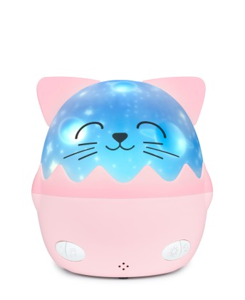 Bigben Kids Luz Nocturna Musical - Proyector 360&deg; - 13 Proyecciones - 8 Melodias - Control Remoto - Inalambrica y Recargable - Color Rosa