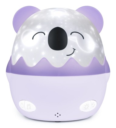 Bigben Kids Luz Nocturna Musical - Proyector 360&deg; - 13 Proyecciones - 8 Melodias - Control Remoto - Inalambrica y Recargable - Color Morado