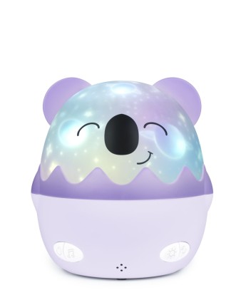 Bigben Kids Luz Nocturna Musical - Proyector 360&deg; - 13 Proyecciones - 8 Melodias - Control Remoto - Inalambrica y Recargable - Color Morado