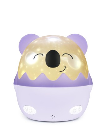 Bigben Kids Luz Nocturna Musical - Proyector 360&deg; - 13 Proyecciones - 8 Melodias - Control Remoto - Inalambrica y Recargable - Color Morado