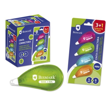 Bismark 325762 nastro di correzione 6 m Multicolore 4 pz